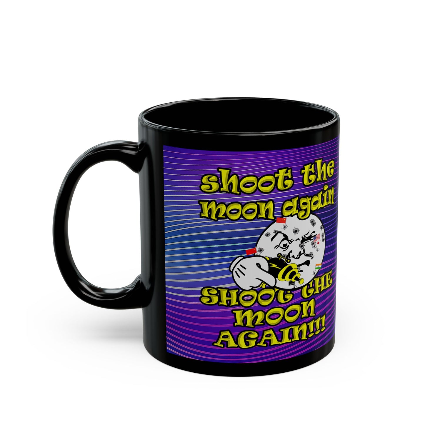 shoot the moon again - Black Mug (purple wave)