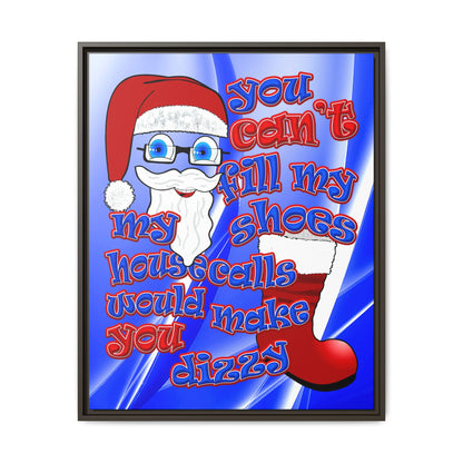 santa's shoes - framed canvas art (blue-white wave)