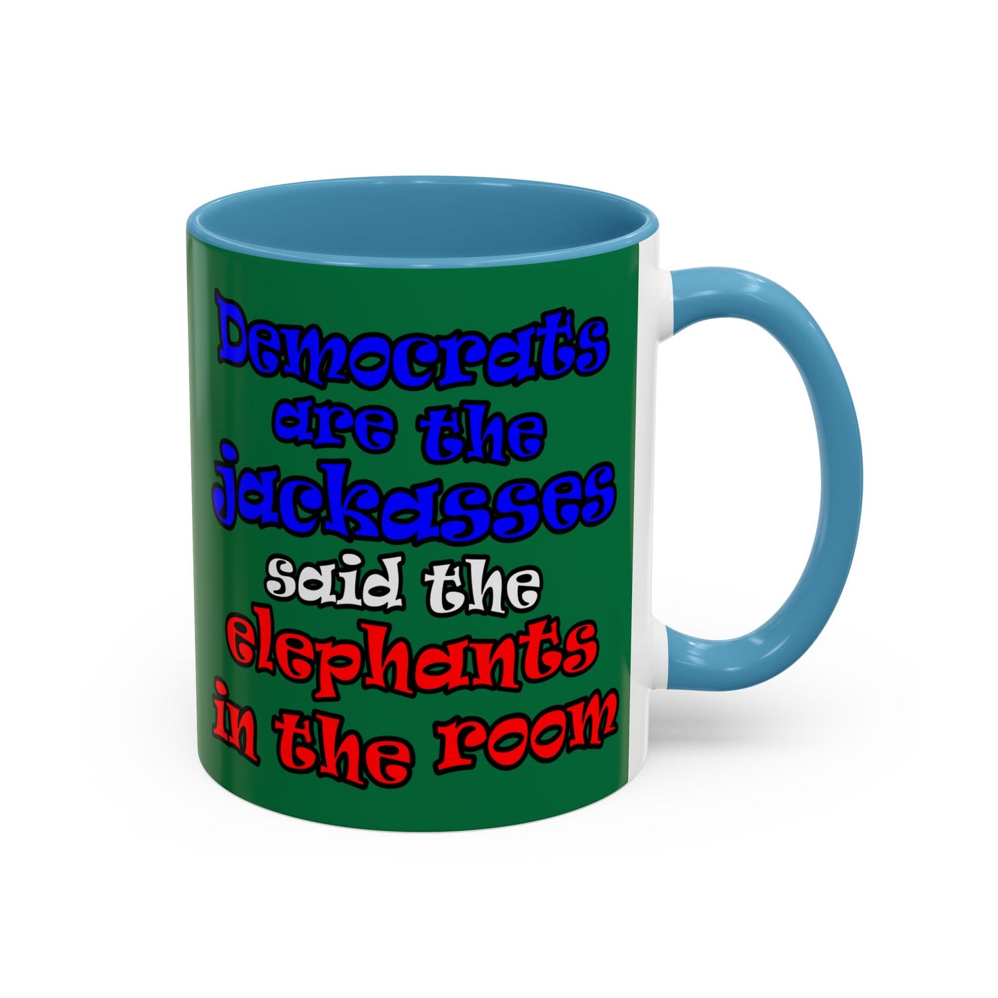 donkeys and elephants - Accent Mug (dark green)