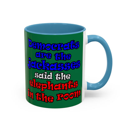 donkeys and elephants - Accent Mug (dark green)