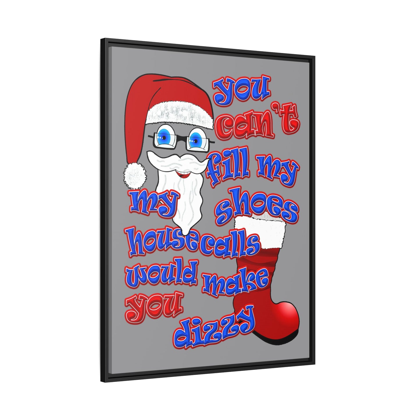 santa's shoes - framed canvas art (grey)