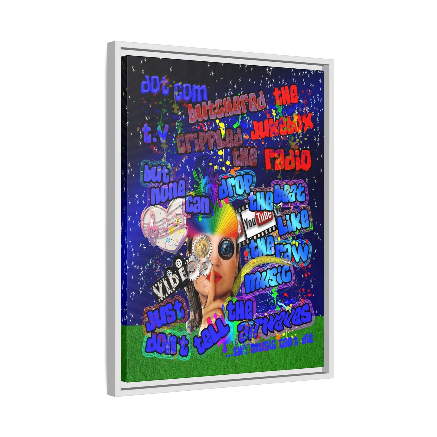 drop the beat - framed canvas art ('snoops' background)