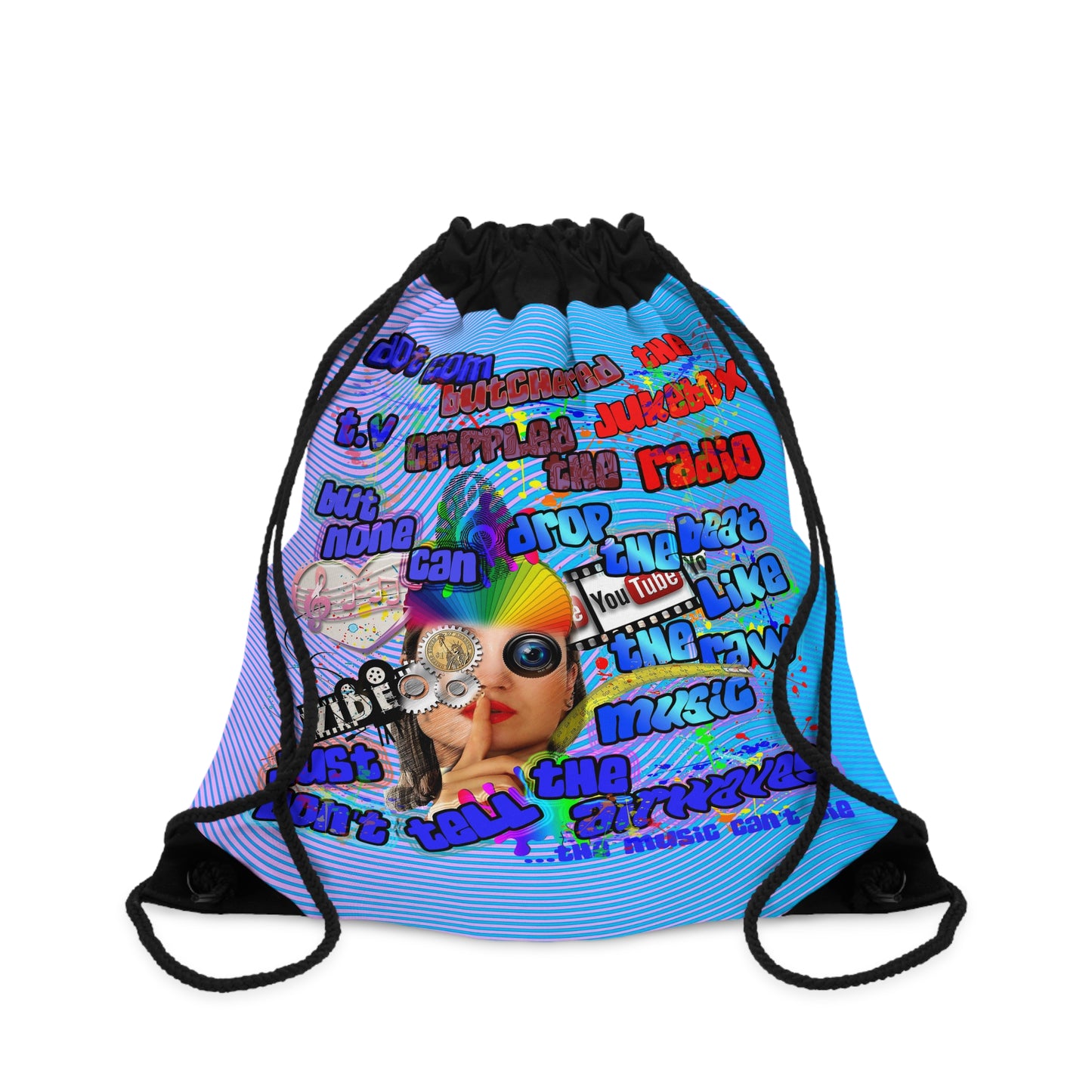 drop the beat - Drawstring Bag (light blue-purple wave)