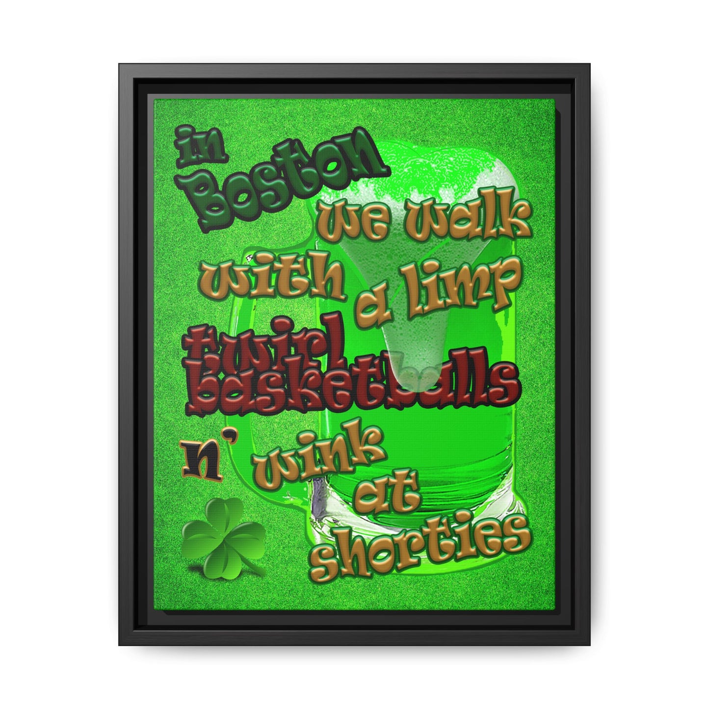 celtics logo - framed canvas art (green turf)