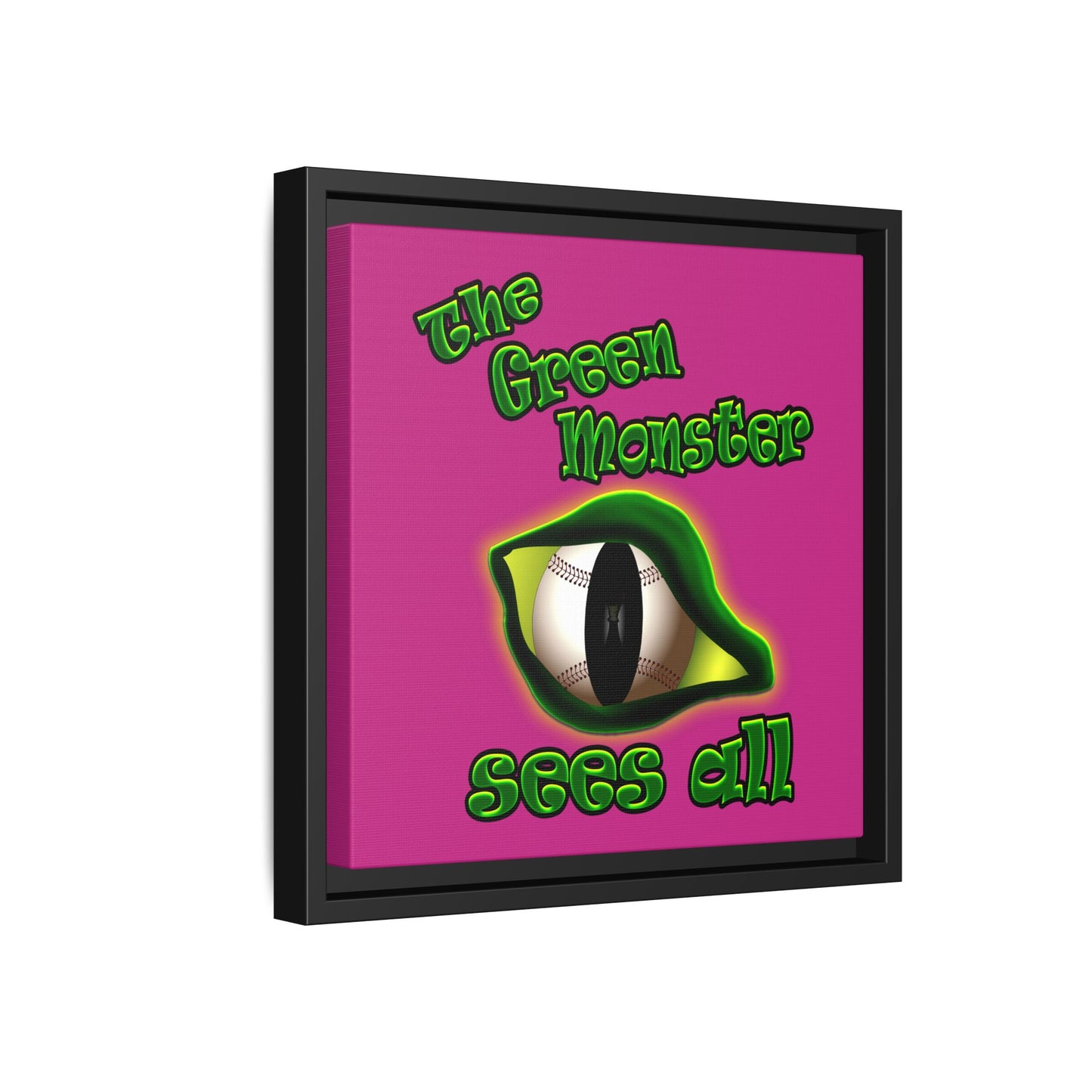 green monster - framed canvas art (pink)