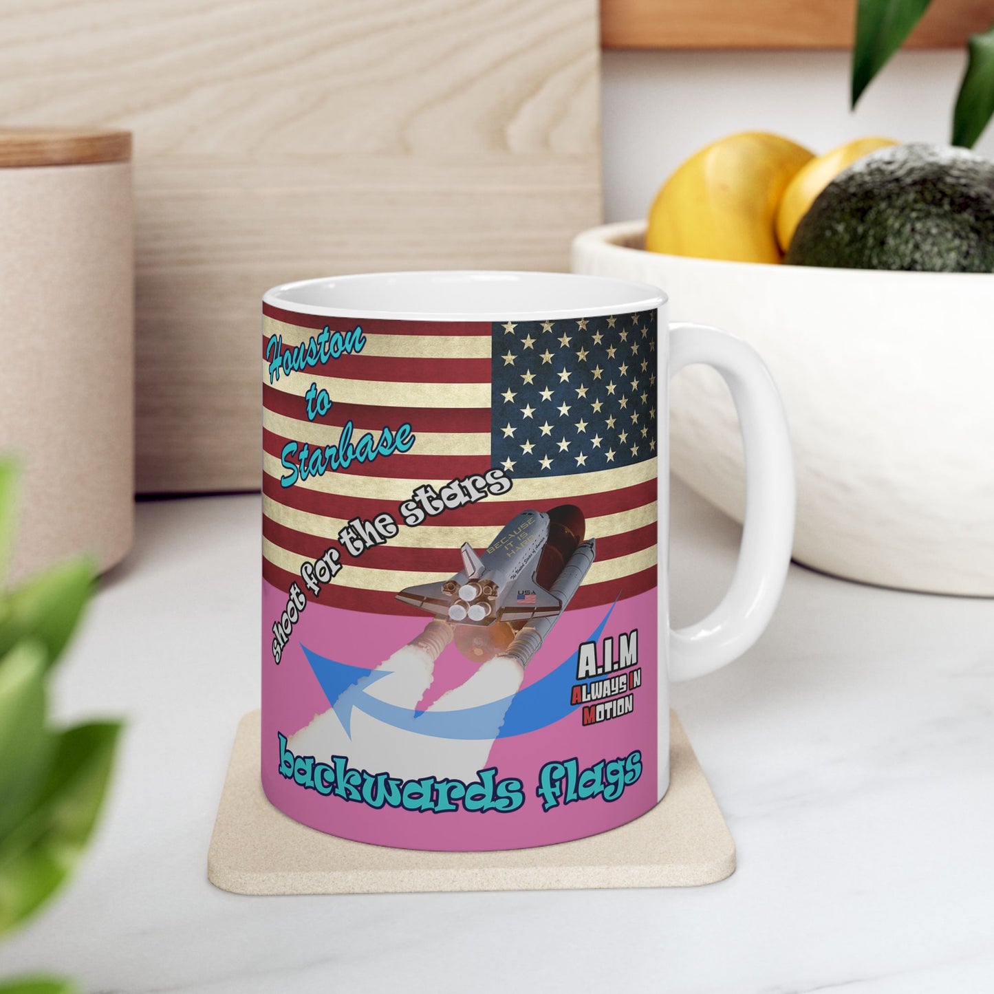 shoot for the stars - White Mug (light pink)