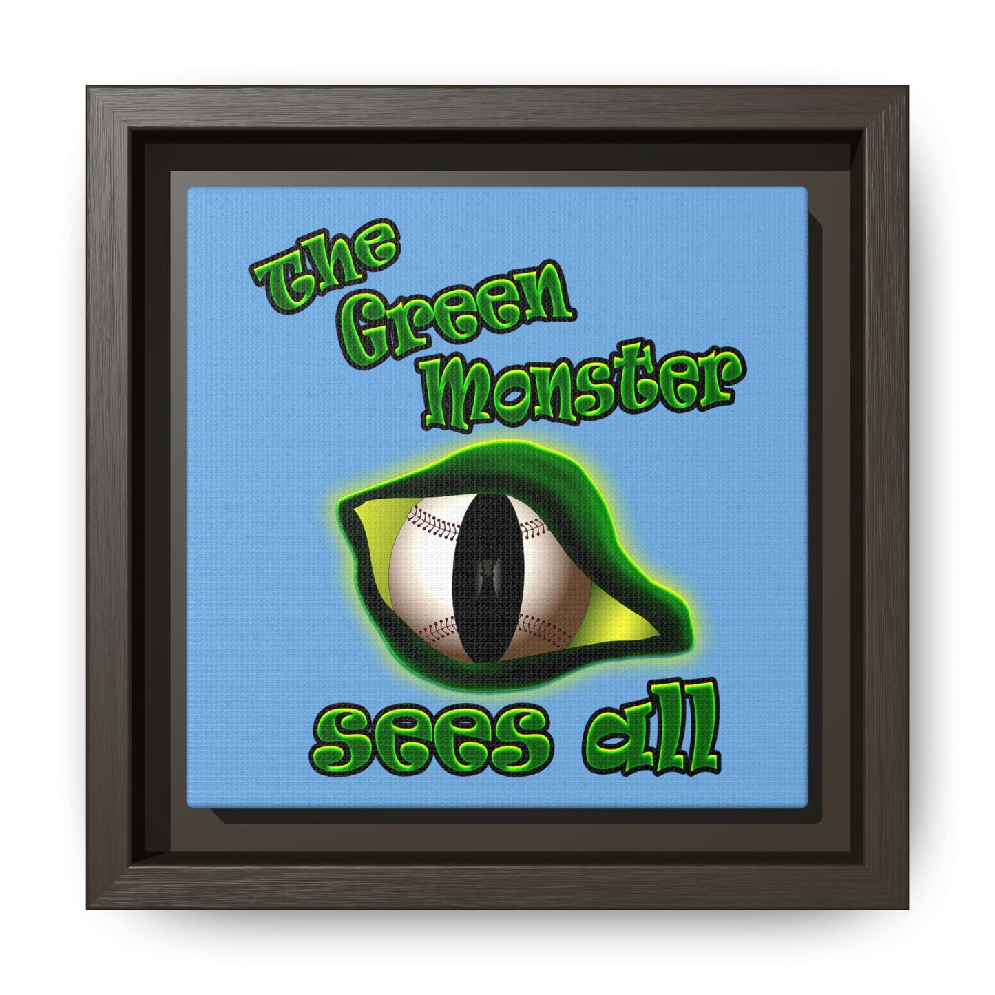 green monster - framed canvas art (light blue)