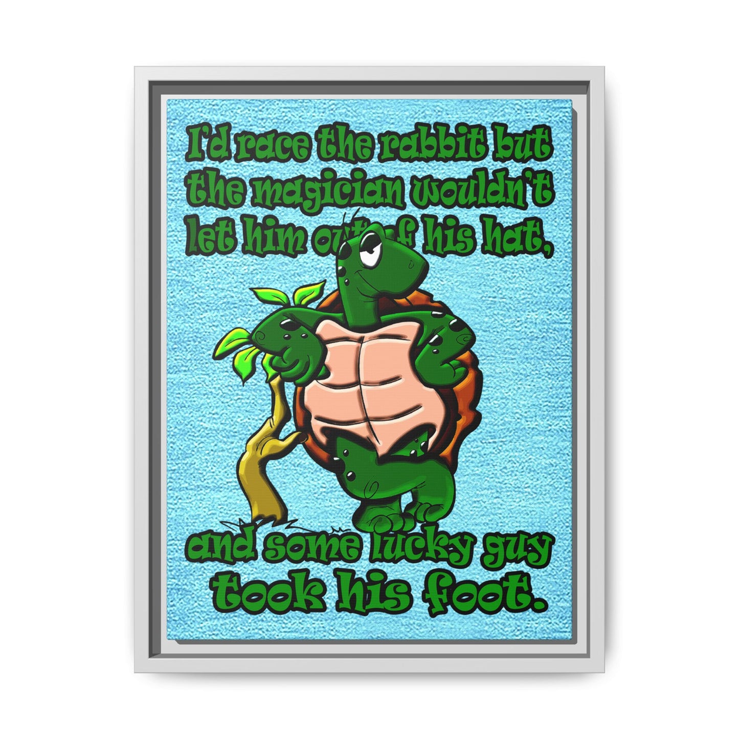 turtle race - framed canvas art (faded blue)