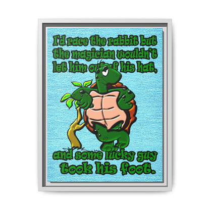 turtle race - framed canvas art (faded blue)