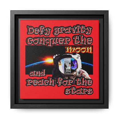 defy conquer reach - framed canvas art (red)