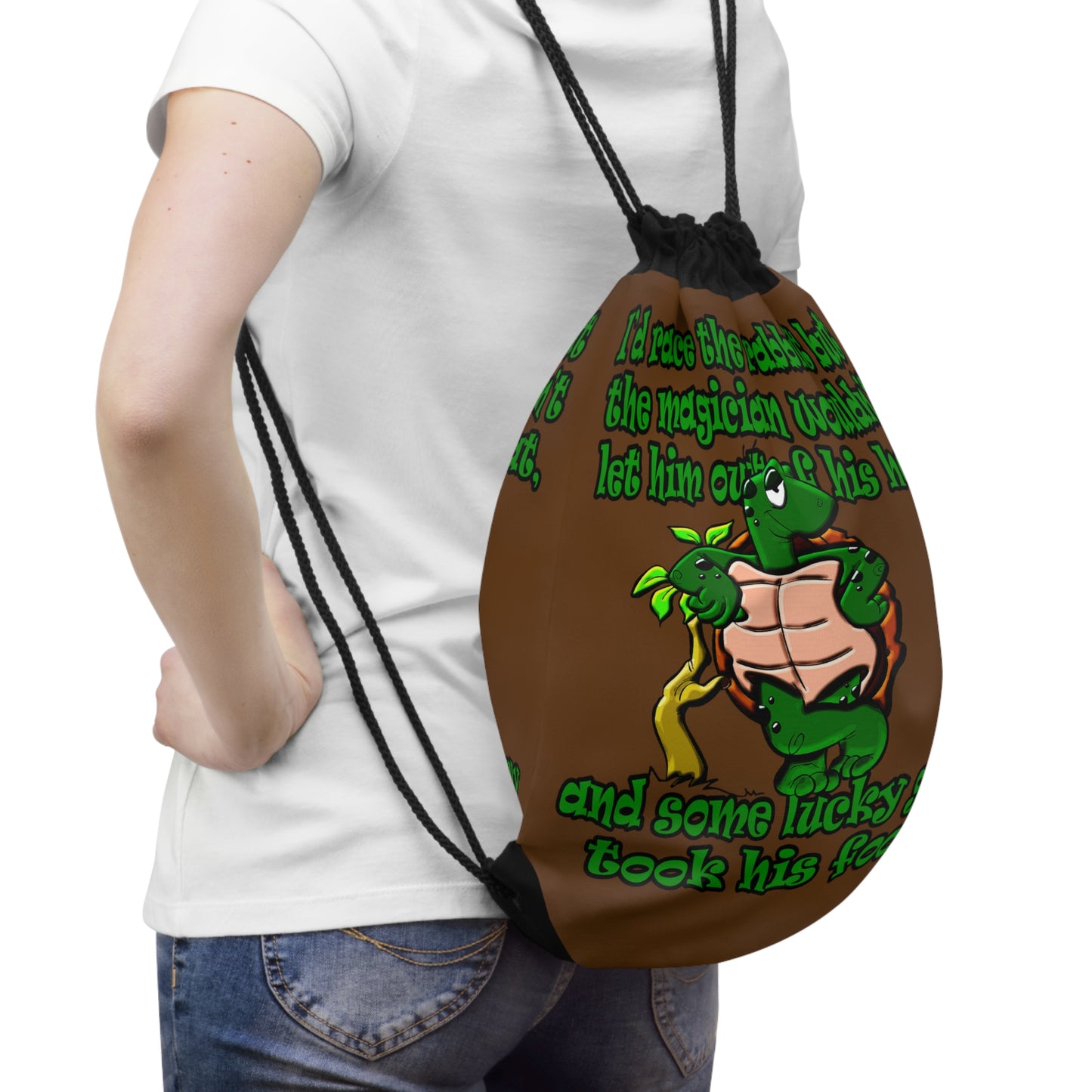 turtle race - Drawstring Bag (brown)