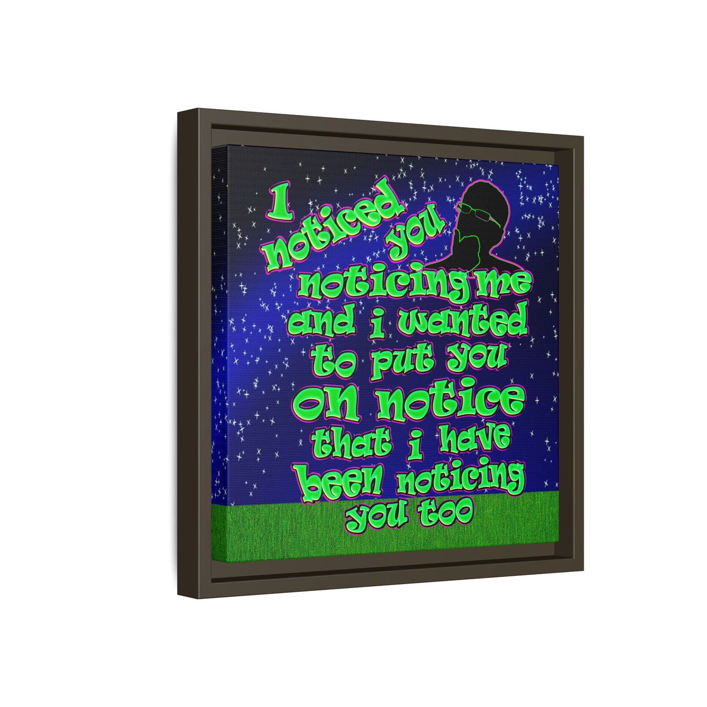noticed you noticing - framed canvas art ('snoops' background)