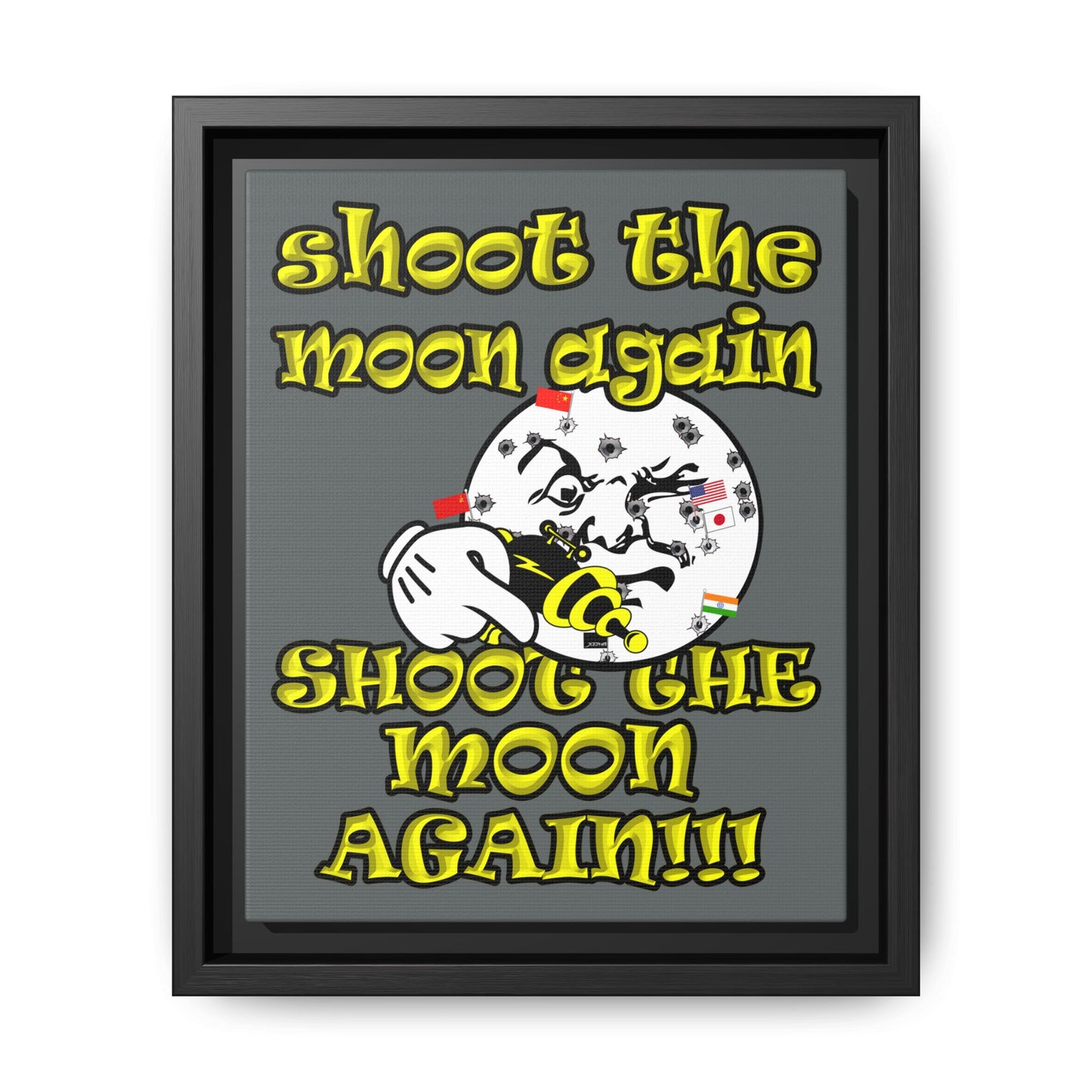 shoot the moon again - framed canvas art (dark grey)