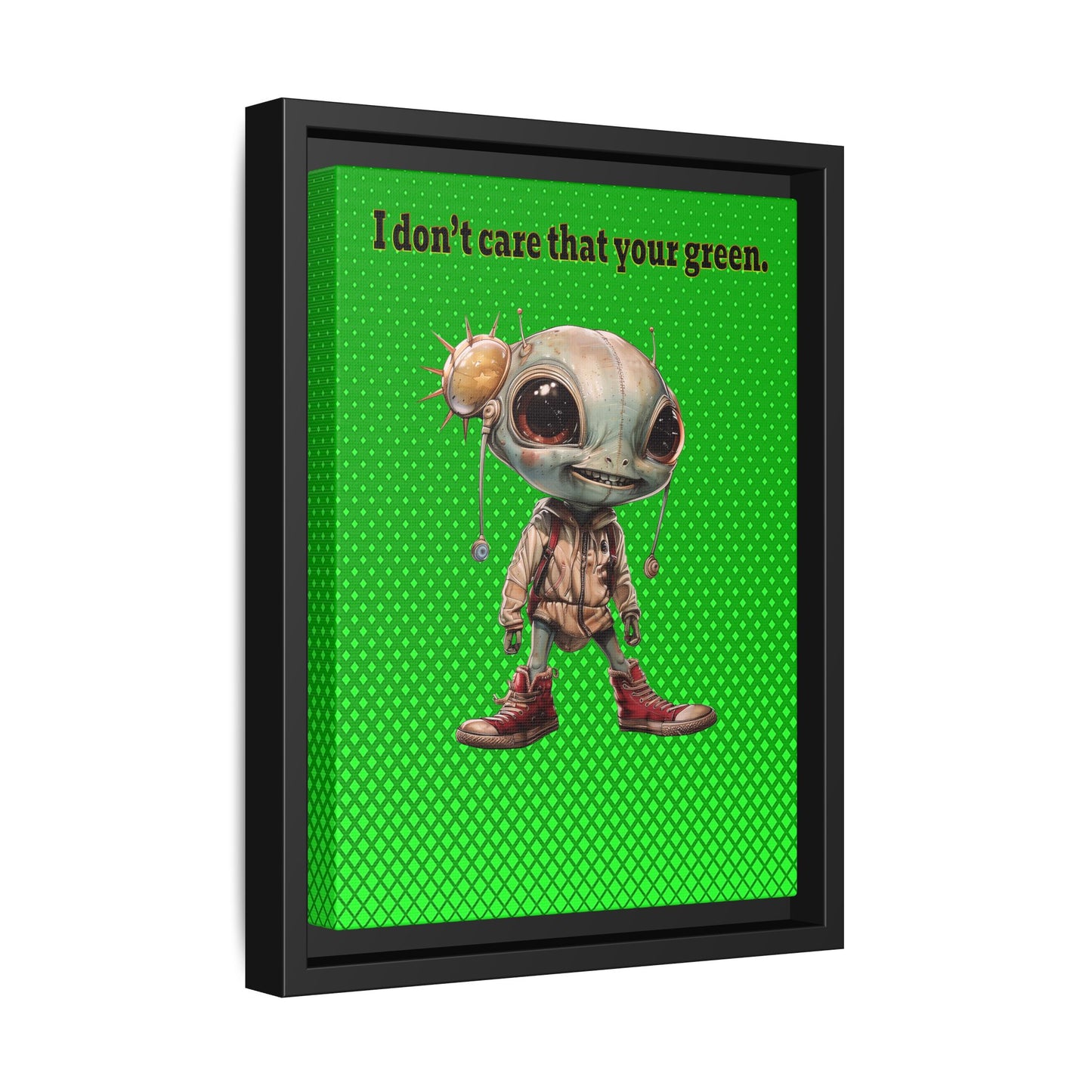 I don't care that your green - framed canvas art (logo green)