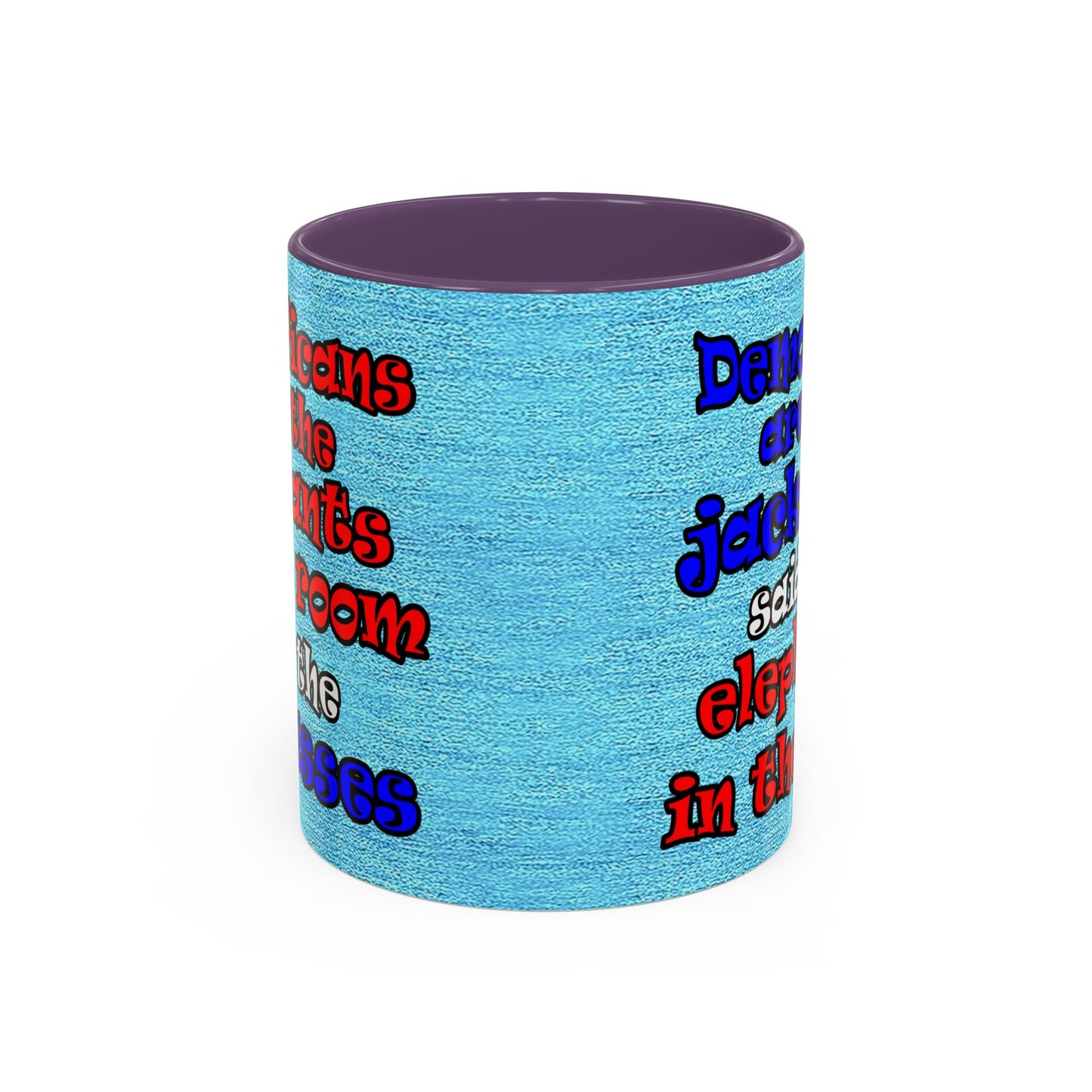 donkeys and elephants - Accent Mug (faded blue)