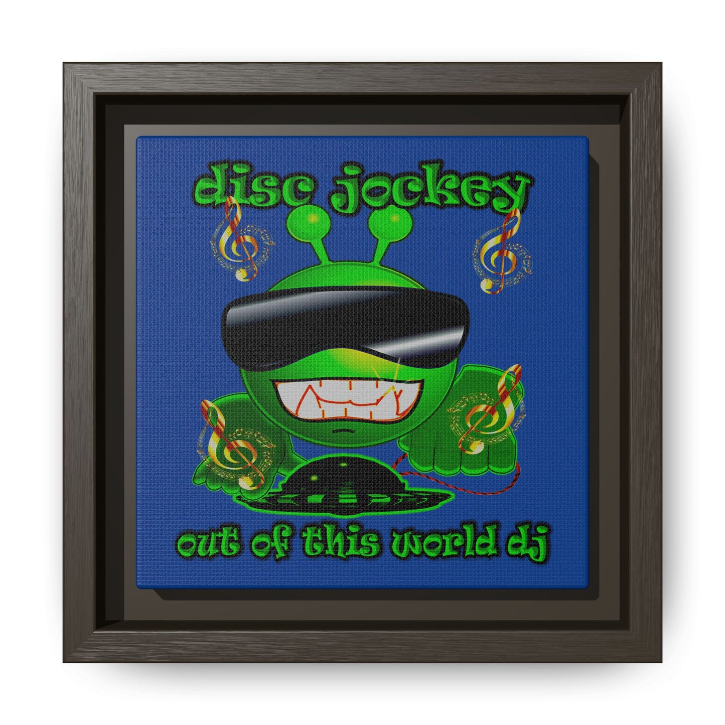 disc jockey - framed canvas art (dark blue)