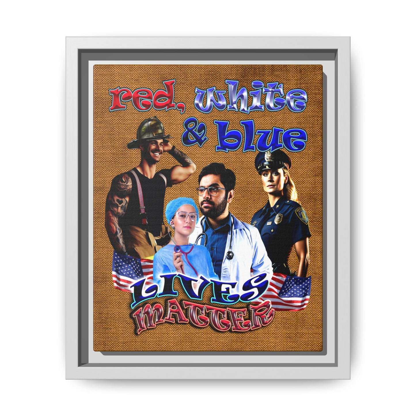 rw&b lives matter - framed canvas art (brown papyrus)