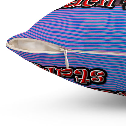 defy conquer reach - Spun Polyester Square Pillow - (light blue-purple wave)