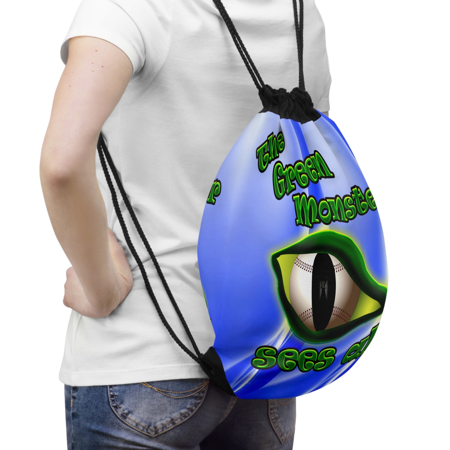 green monster - Drawstring Bag (blue-white wave)