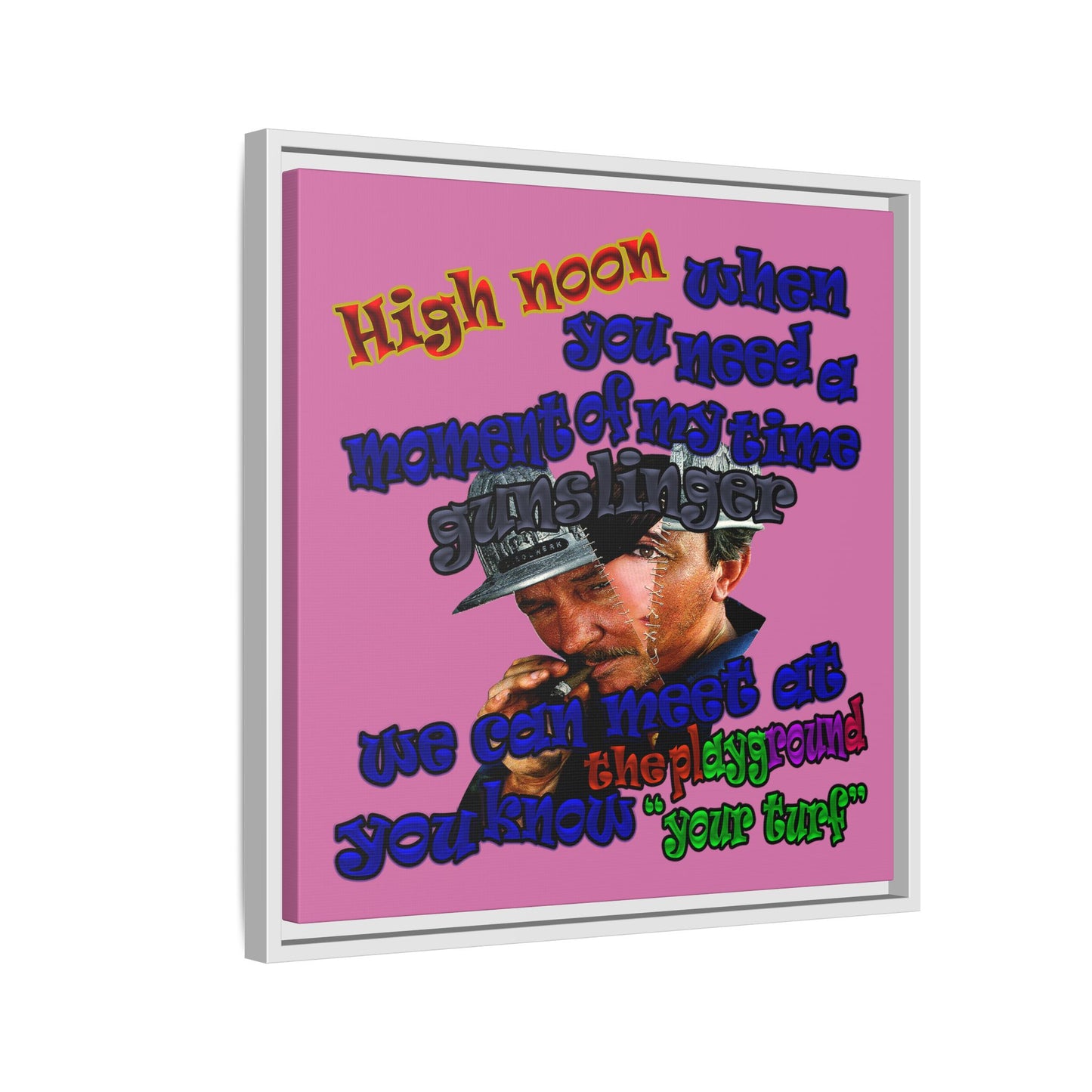 high noon - framed canvas art (light pink)