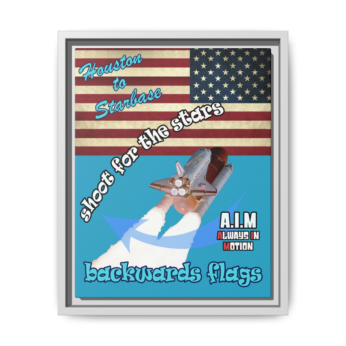 shoot for the stars - framed canvas art (turquoise)