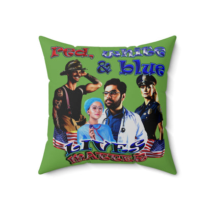 rw&b lives matter - Spun Polyester Square Pillow - (green)