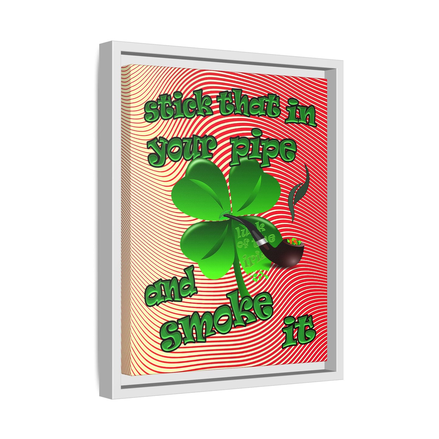 stick that in your pipe and smoke it - framed canvas art (yellow-orange wave)