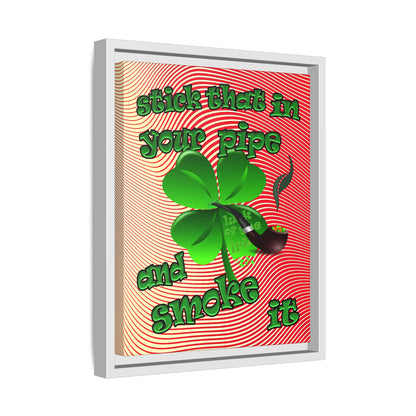 stick that in your pipe and smoke it - framed canvas art (yellow-orange wave)