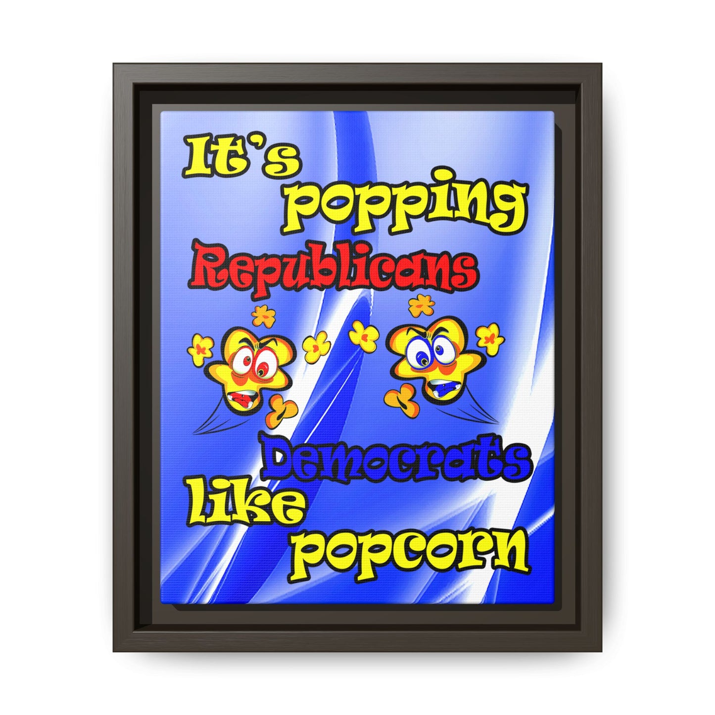 popping like popcorn - framed canvas art (blue-white wave)