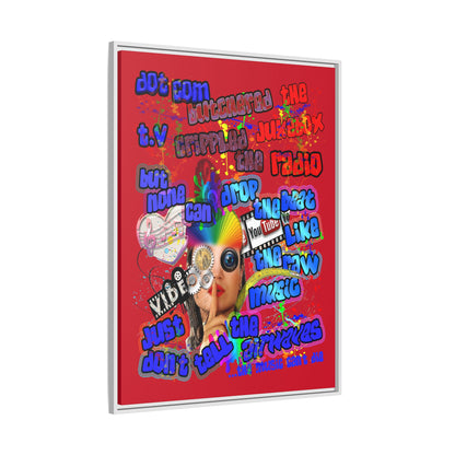 drop the beat - framed canvas art (dark red)