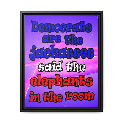 donkeys and elephants - framed canvas art (purple-pink wave)