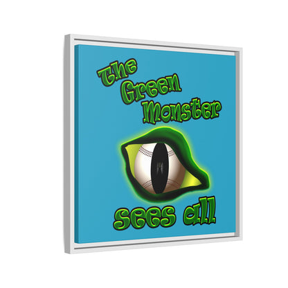 green monster - framed canvas art (turquoise)