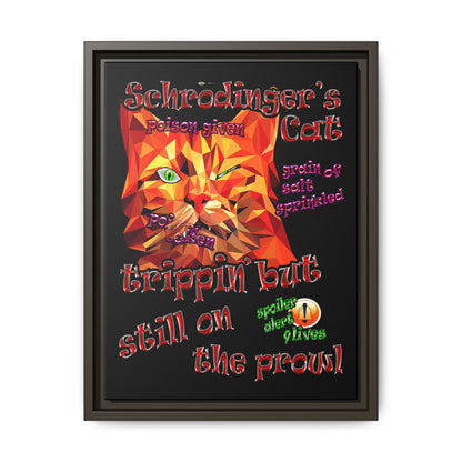 schrodinger's cat - framed canvas art (black)