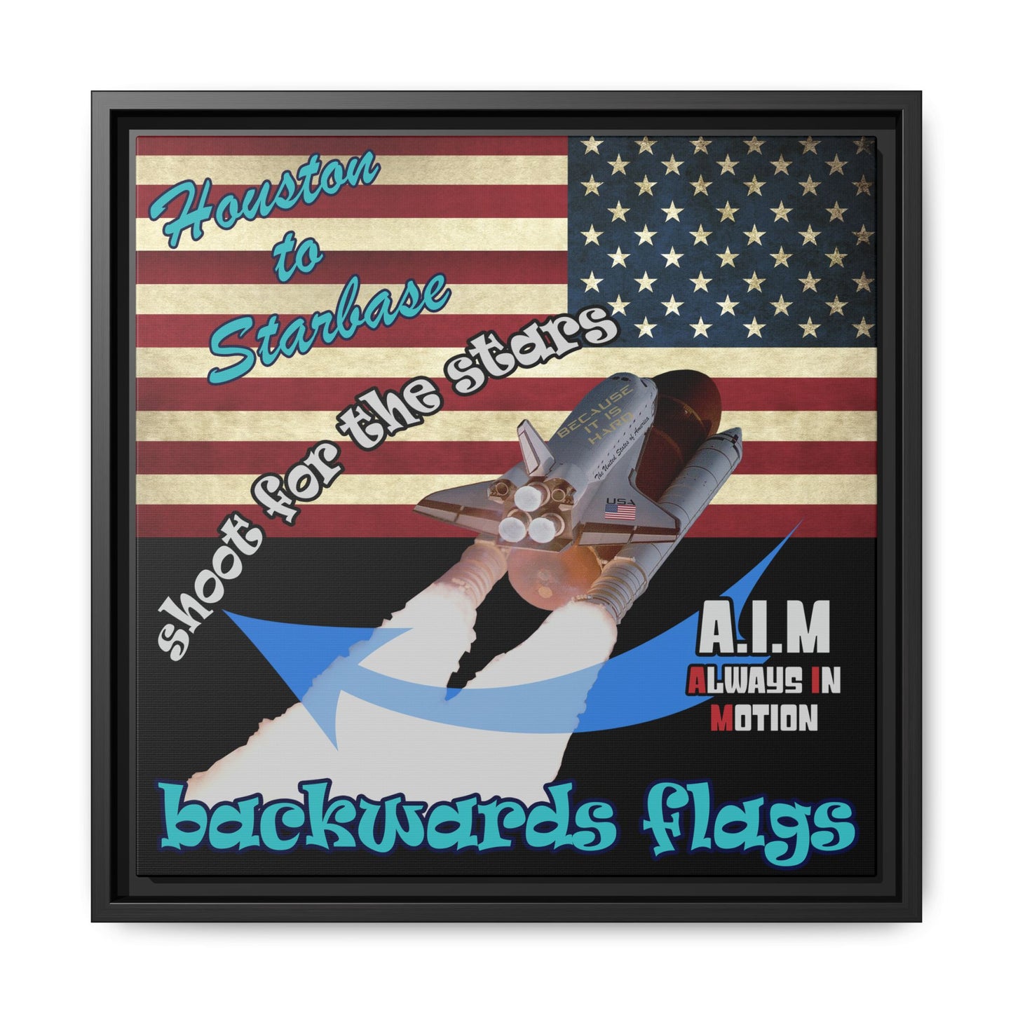 shoot for the stars - framed canvas art (black)