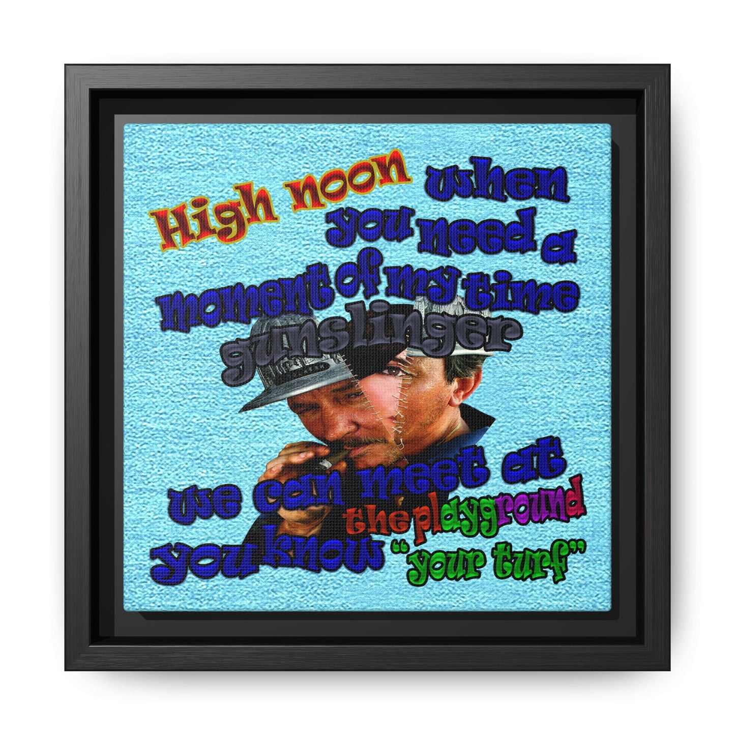 high noon - framed canvas art (faded blue)