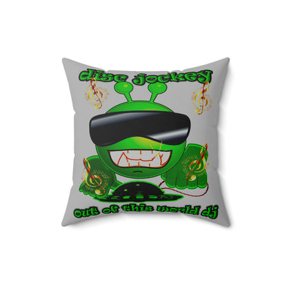 disc jockey - Spun Polyester Square Pillow - (light grey)