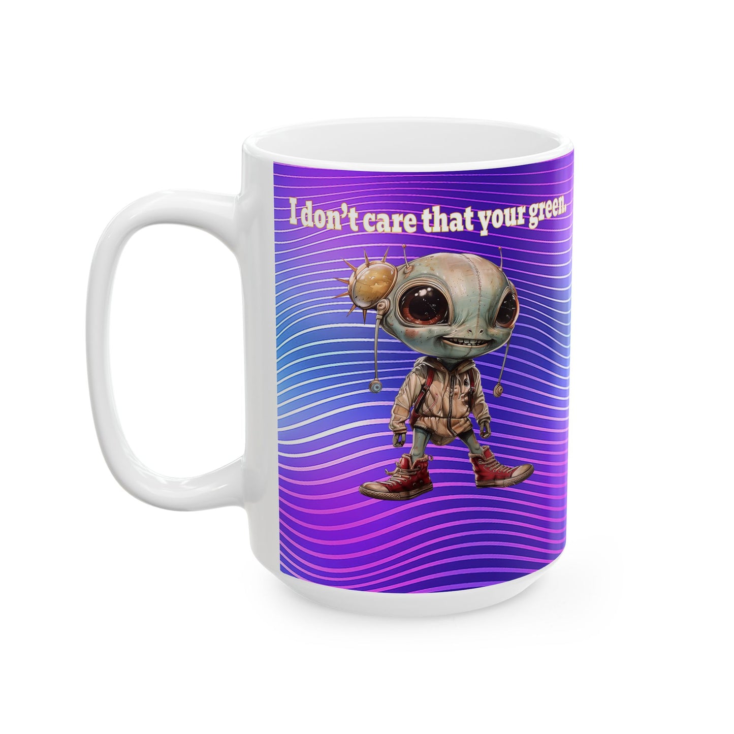 I don't care that your grey - White Mug (purple wave)