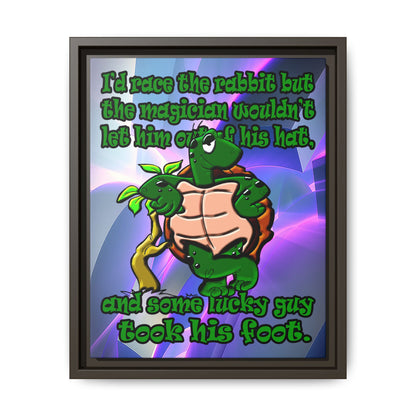 turtle race - framed canvas art (grey-pink wave)