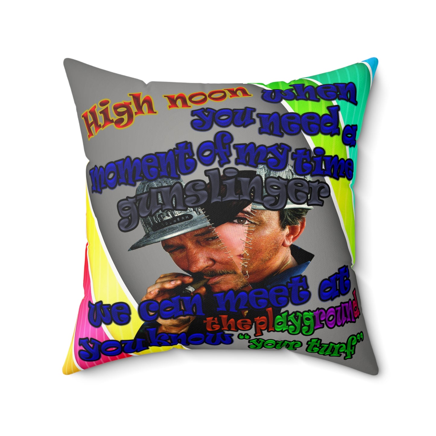 high noon - Faux Suede Square Pillow - (rainbow split)