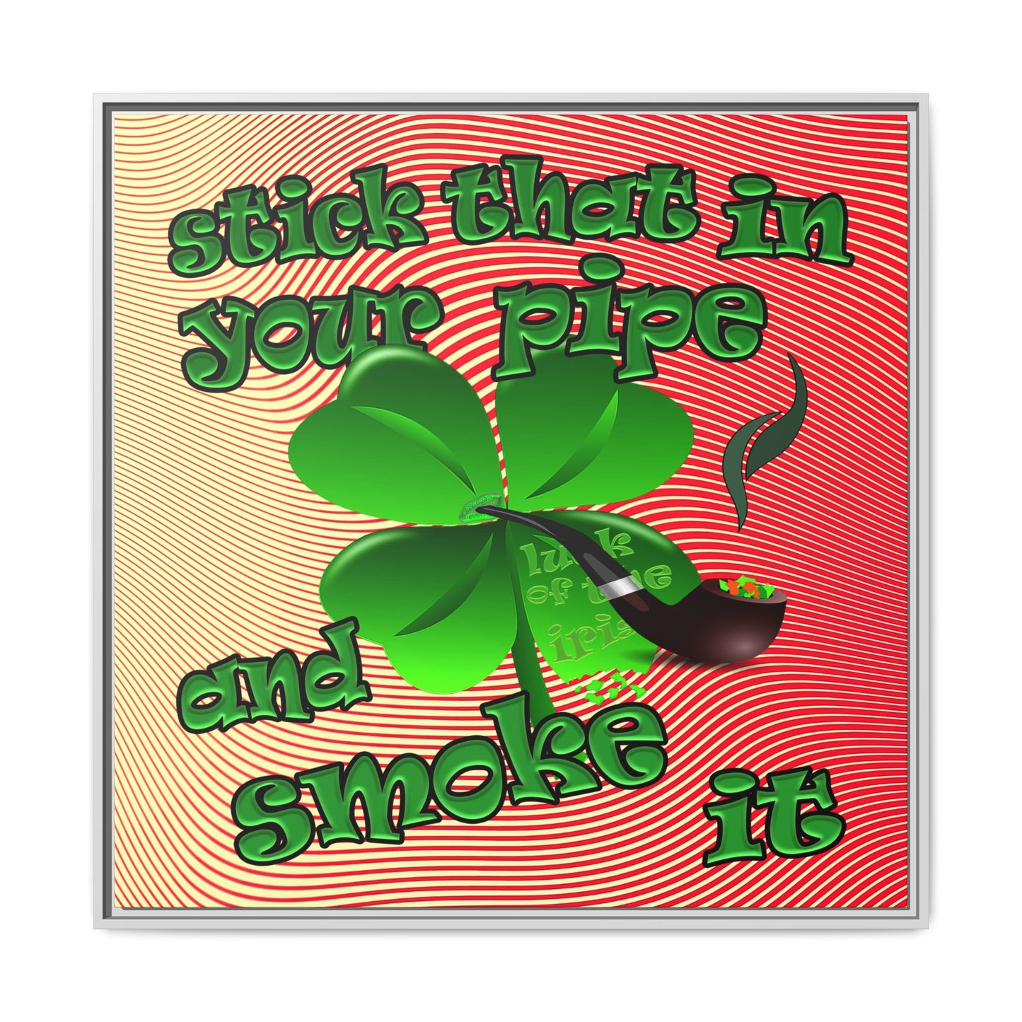 stick that in your pipe and smoke it - framed canvas art (yellow-orange wave)