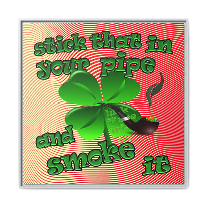 stick that in your pipe and smoke it - framed canvas art (yellow-orange wave)