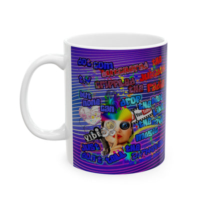 drop the beat - White Mug (purple wave)