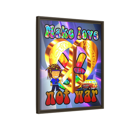 love peace - framed canvas art (grey-pink wave)