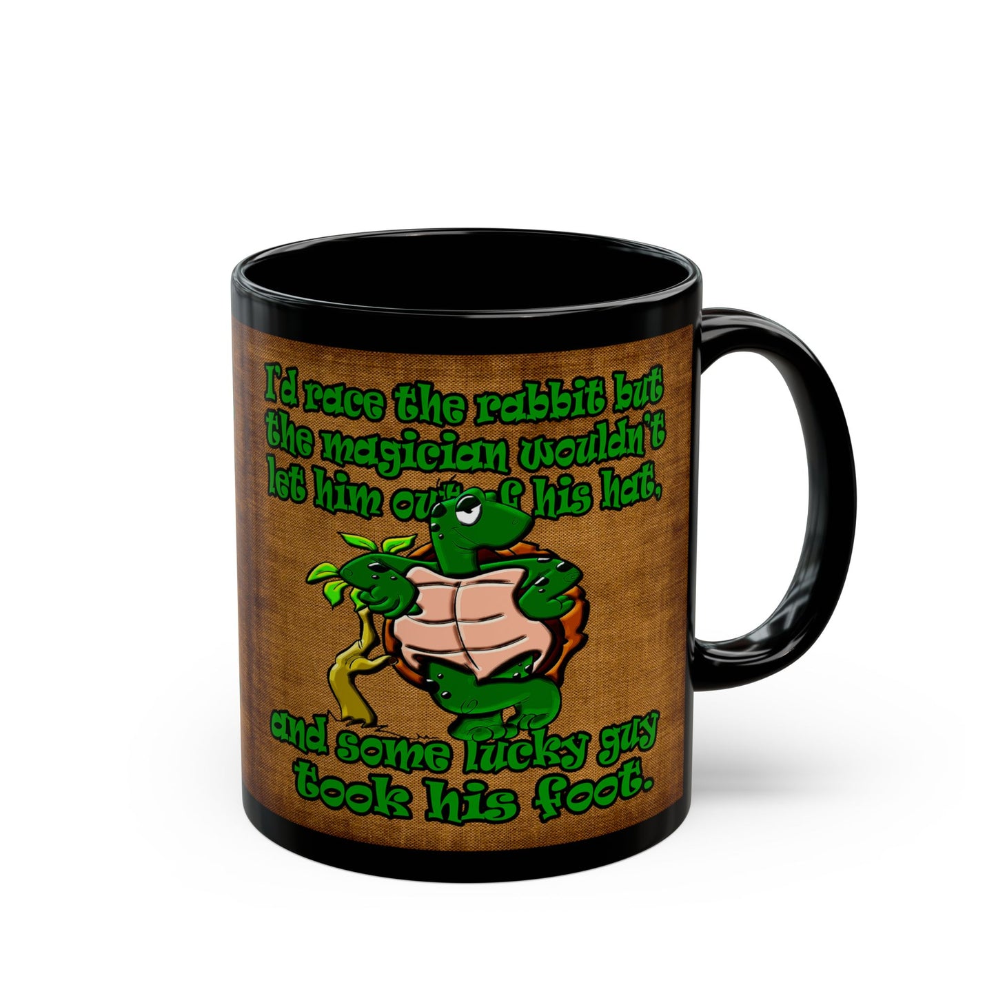 turtle race - Black Mug (brown papyrus)