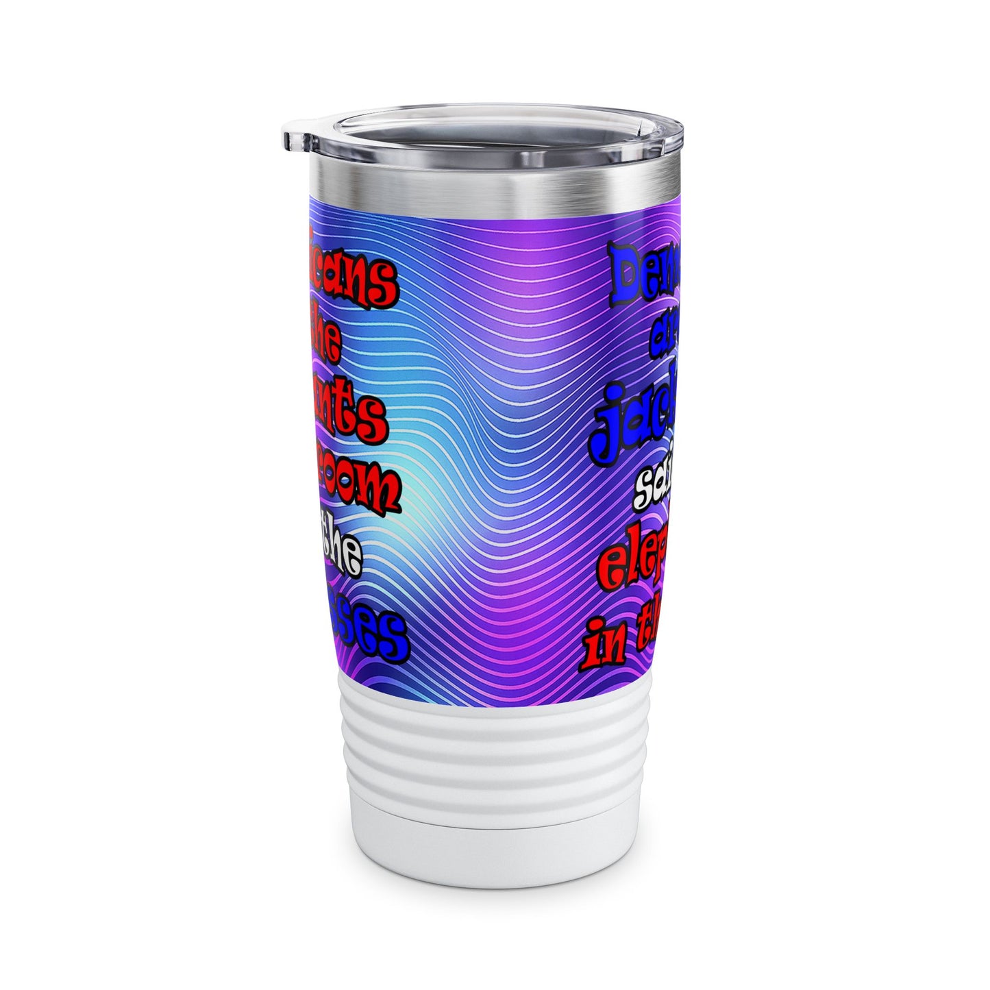 donkeys and elephants - Ringneck Tumbler, 20oz (purple wave)
