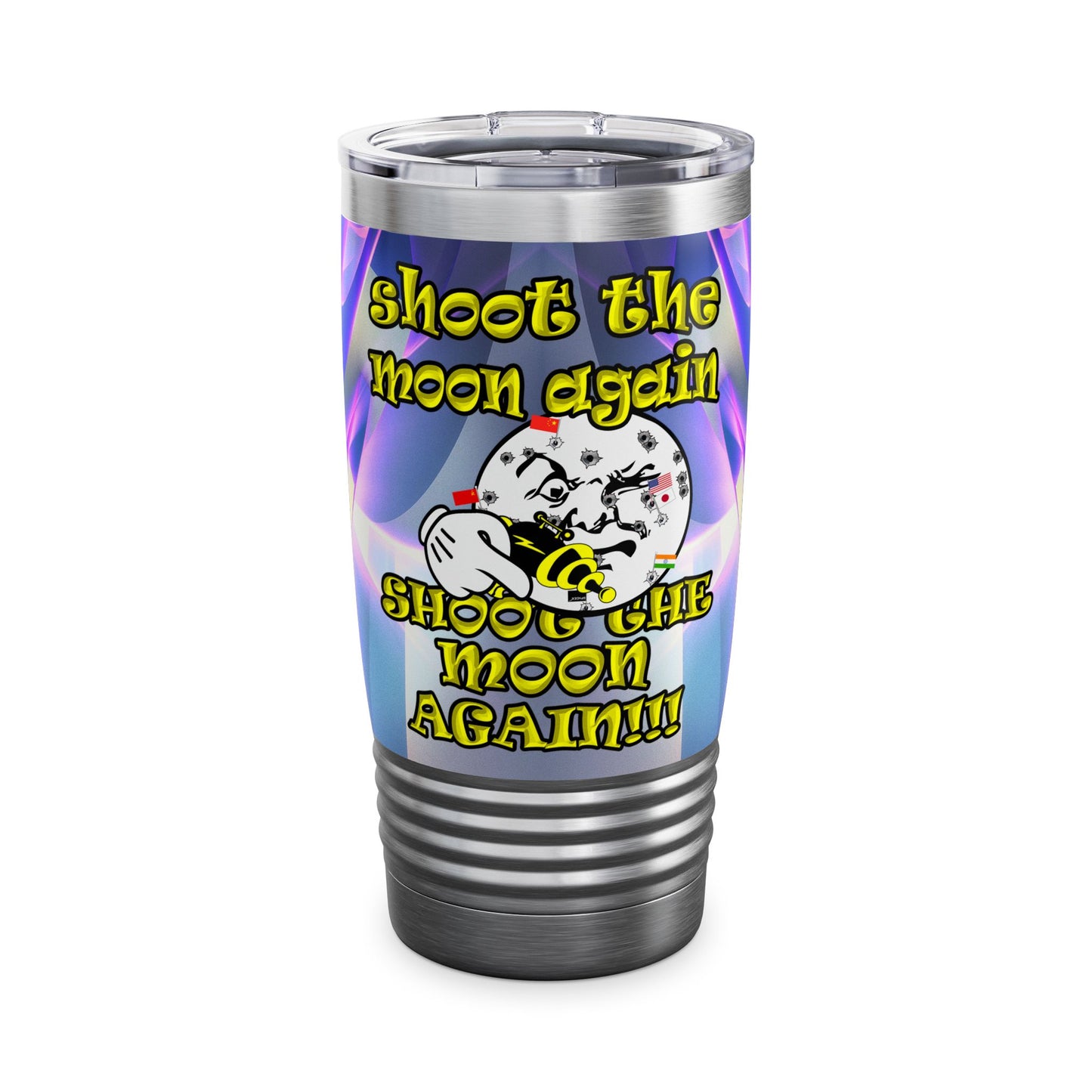 shoot the moon again - Ringneck Tumbler, 20oz (grey-pink wave)