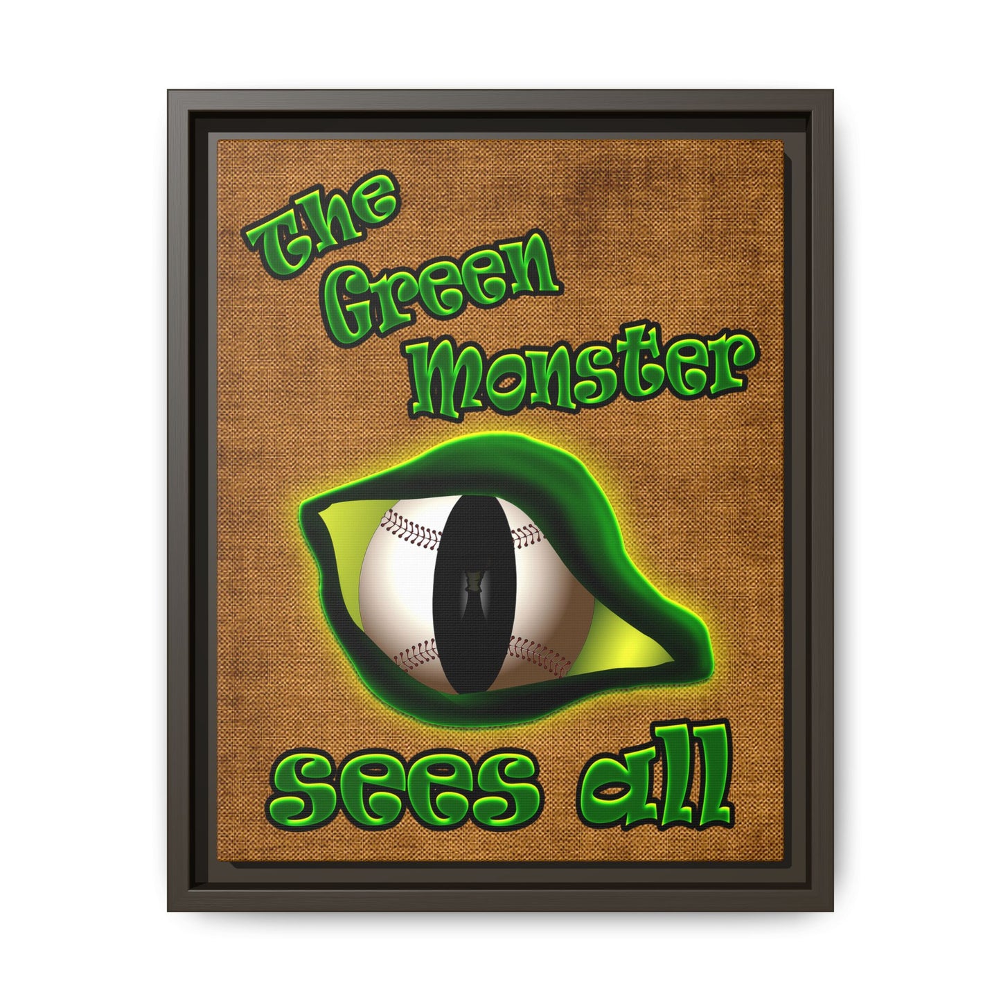 green monster - framed canvas art (brown papyrus)