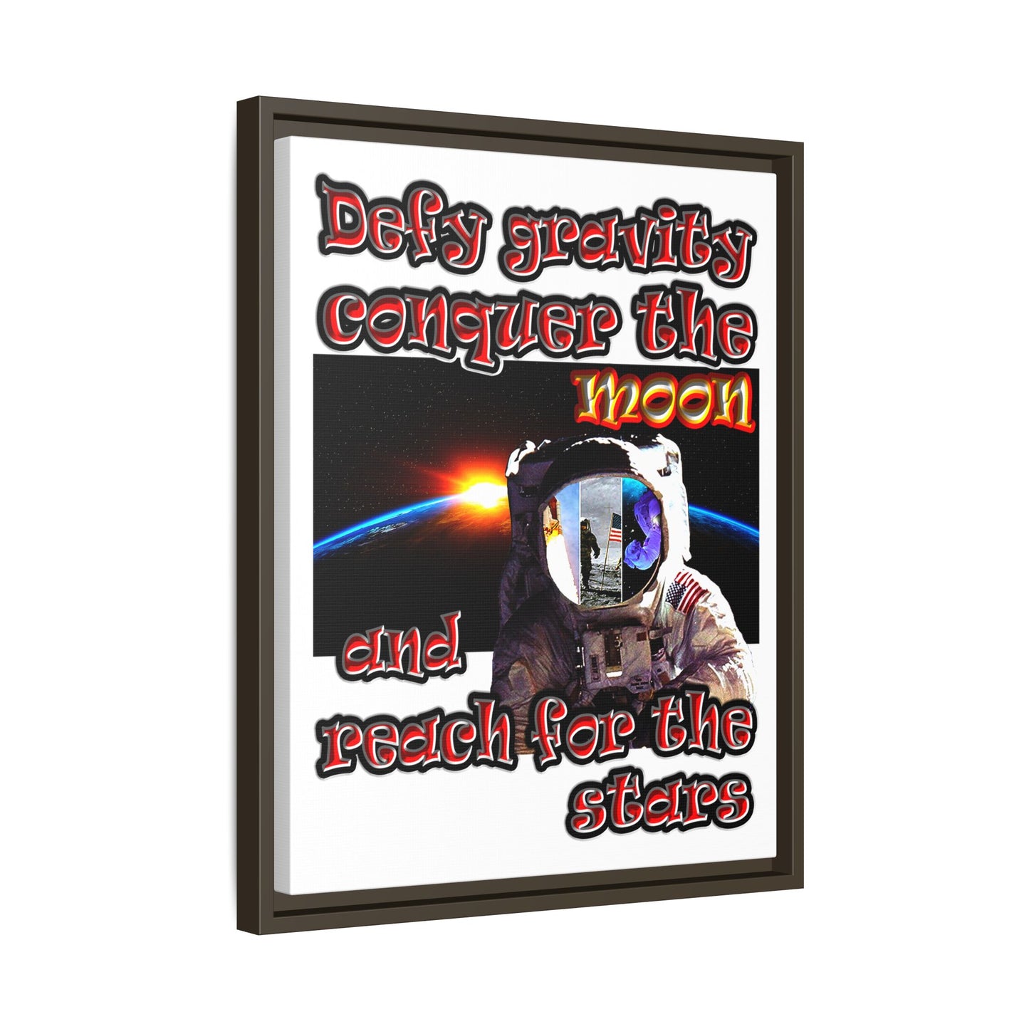 defy conquer reach - framed canvas art (white)