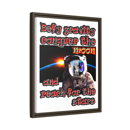 defy conquer reach - framed canvas art (white)