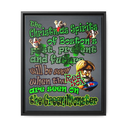 christmas spirits of boston - framed canvas art (grey-light grey)